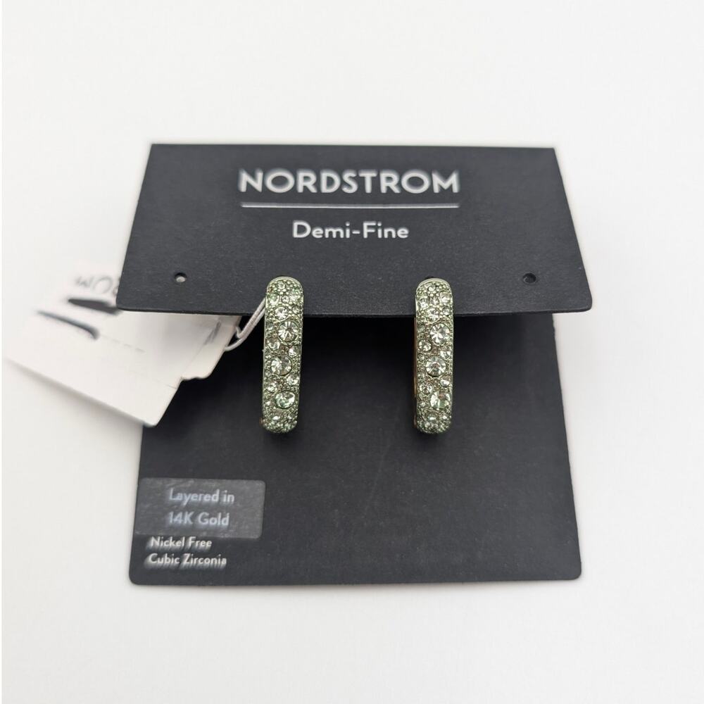 Nordstrom Women's Pavé Cubic Zirconia Huggie Hoop Earrings Green One Size